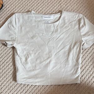 Babaton Light Beige Short Sleeve Tee Cropped